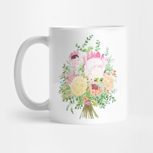 pink and yellow protea bouquet Mug